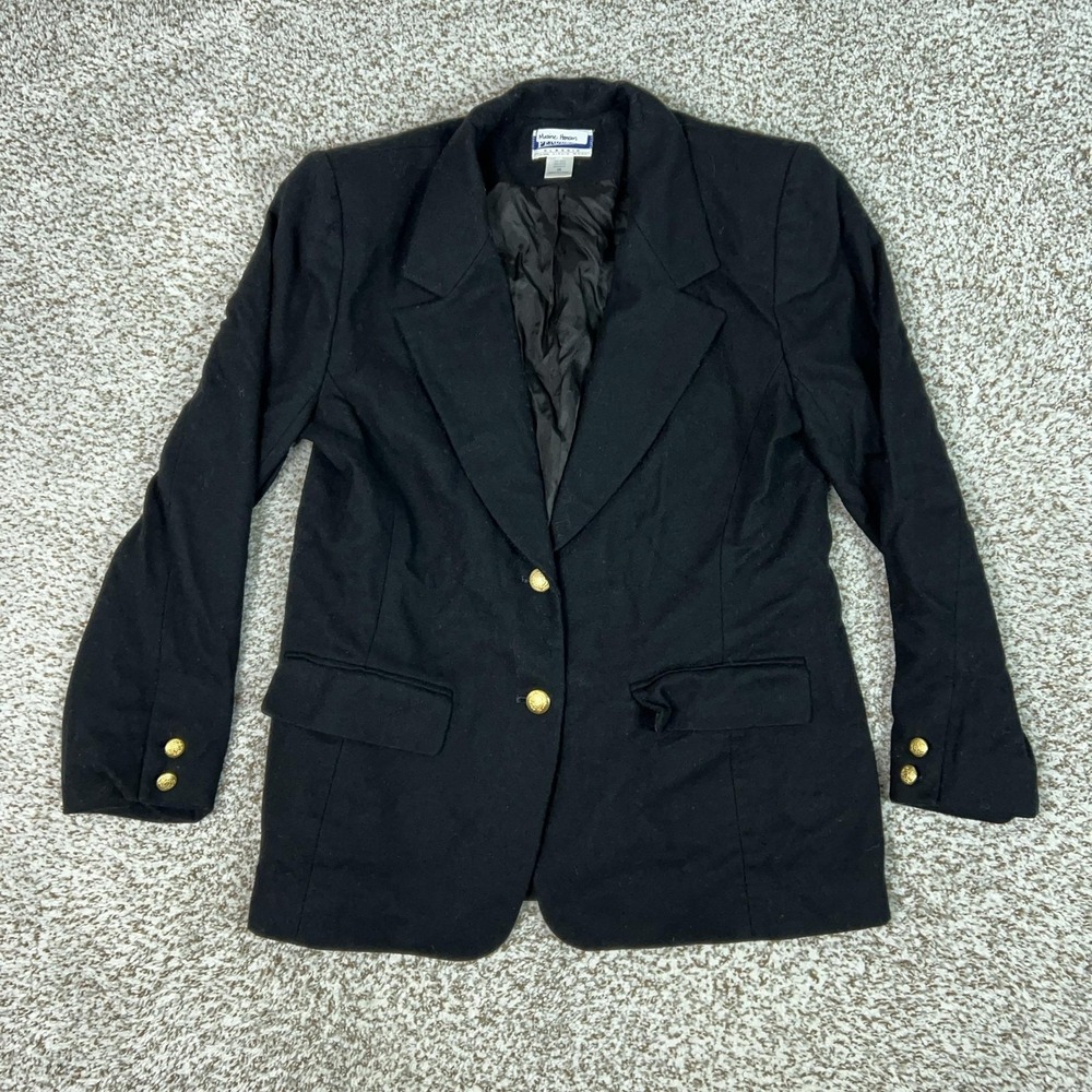 Vtg Pendleton Blazer Womens 10 Black Virgin Wool Two Button Lined Career Office - Picture 1 of 8